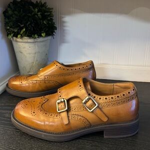 BEAU TODAY Monk Strap Brogue Loafer Shoes Women Business Casual Vintage Dress